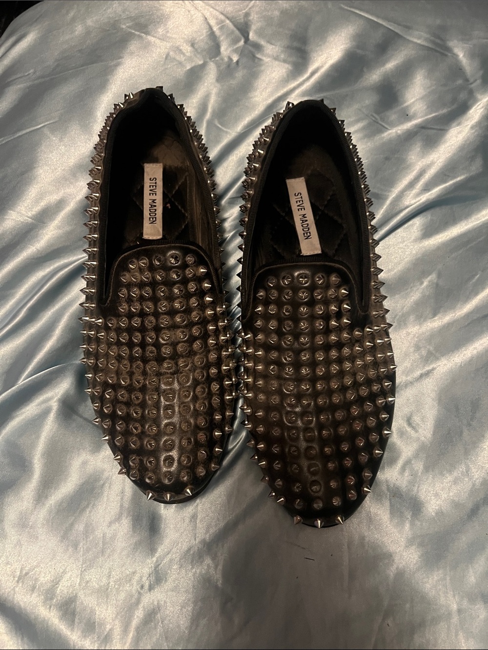 Steve Madden Black Studded Slip-On Loafers